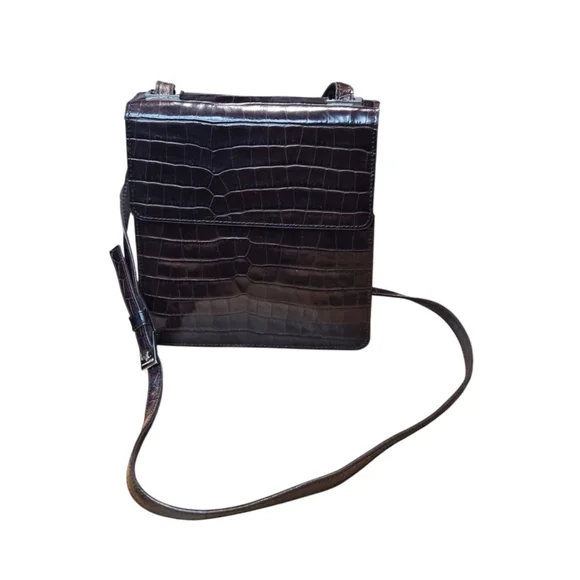 Enzo Angiolini Croc-Embossed Crossbody Bag in Brown - Picture 7 of 16